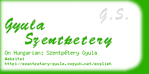 gyula szentpetery business card